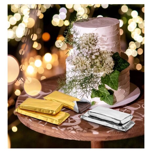 200 PCS Silver Chocolate Candy Wrappers Aluminum Foil Sheets (SKU: 266MI) - Picture 6 of 7